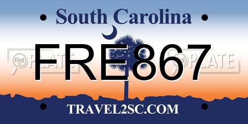 FRE867 South Carolina License Plate