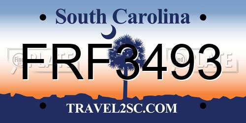 FRF3493 South Carolina License Plate