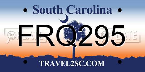 FRQ295 South Carolina License Plate