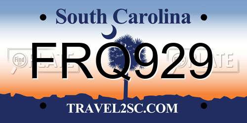 FRQ929 South Carolina License Plate