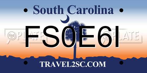 FS0E6I South Carolina License Plate