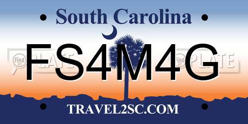 FS4M4G South Carolina License Plate
