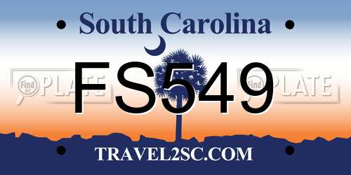 FS549 South Carolina License Plate