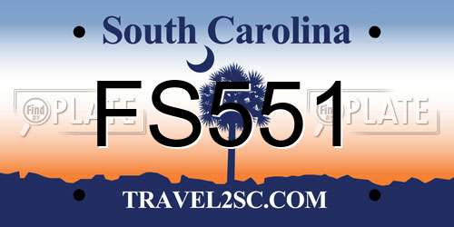 FS551 South Carolina License Plate
