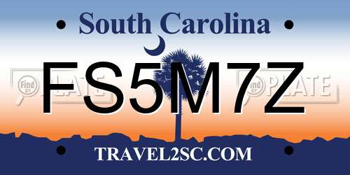FS5M7Z South Carolina License Plate