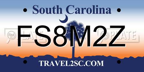 FS8M2Z South Carolina License Plate
