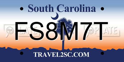 FS8M7T South Carolina License Plate