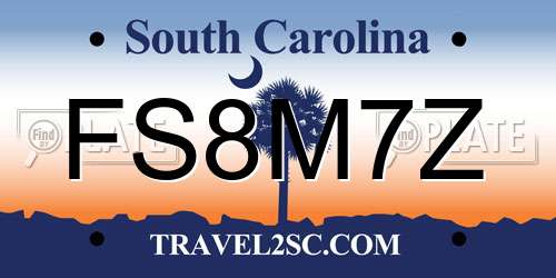 FS8M7Z South Carolina License Plate