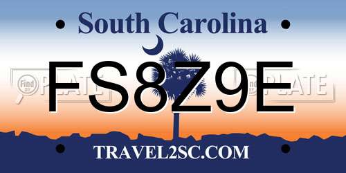 FS8Z9E South Carolina License Plate