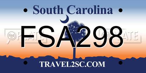 FSA298 South Carolina License Plate