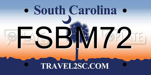 FSBM72 South Carolina License Plate