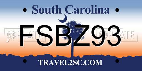 FSBZ93 South Carolina License Plate