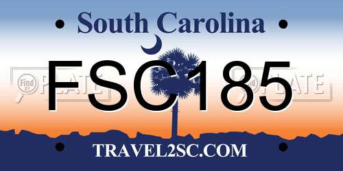 FSC185 South Carolina License Plate