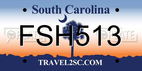 FSH513 South Carolina License Plate