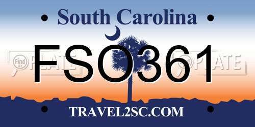 FSO361 South Carolina License Plate