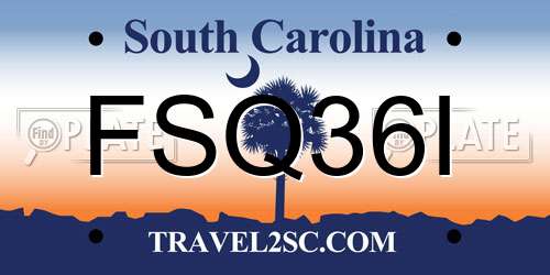 FSQ36I South Carolina License Plate