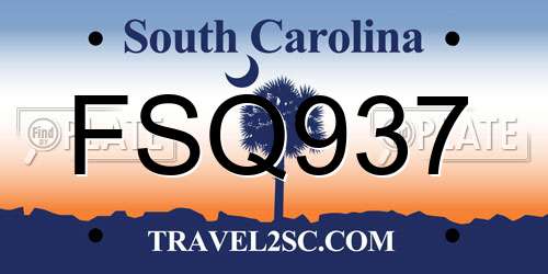 FSQ937 South Carolina License Plate