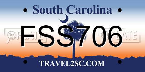 FSS706 South Carolina License Plate