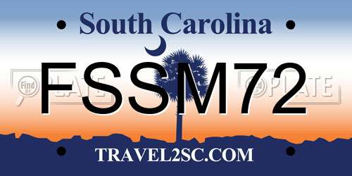 FSSM72 South Carolina License Plate