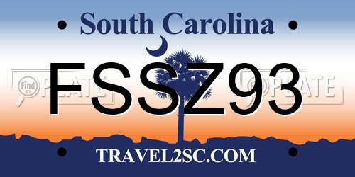 FSSZ93 South Carolina License Plate