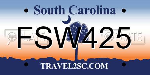 FSW425 South Carolina License Plate