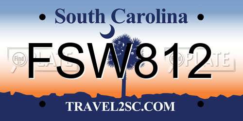 FSW812 South Carolina License Plate