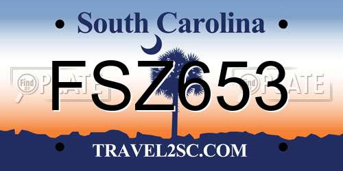 FSZ653 South Carolina License Plate