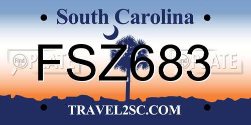 FSZ683 South Carolina License Plate