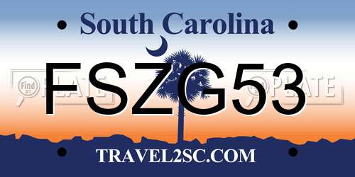 FSZG53 South Carolina License Plate