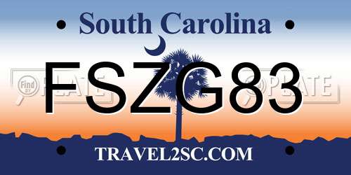 FSZG83 South Carolina License Plate