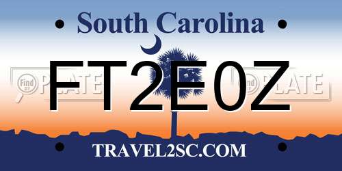 FT2E0Z South Carolina License Plate