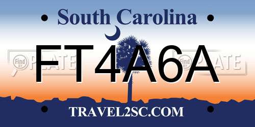 FT4A6A South Carolina License Plate