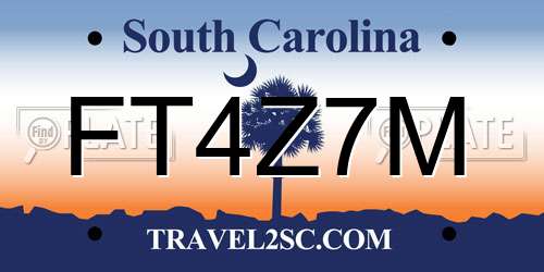 FT4Z7M South Carolina License Plate