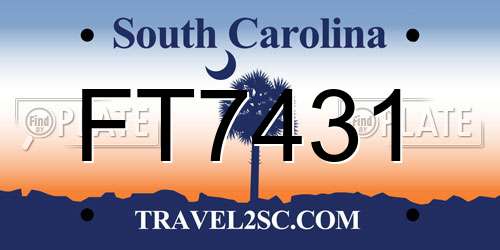 FT7431 South Carolina License Plate