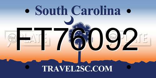 FT76092 South Carolina License Plate