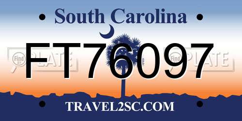 FT76097 South Carolina License Plate