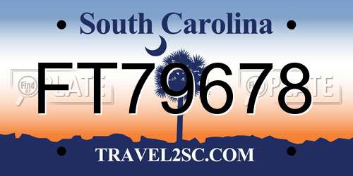 FT79678 South Carolina License Plate