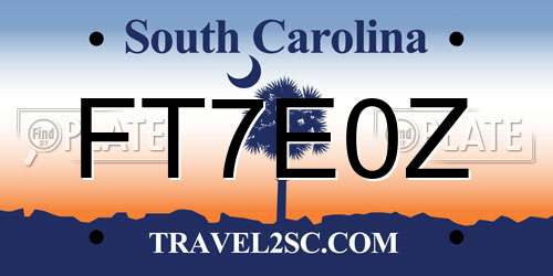 FT7E0Z South Carolina License Plate