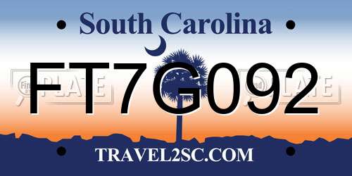 FT7G092 South Carolina License Plate
