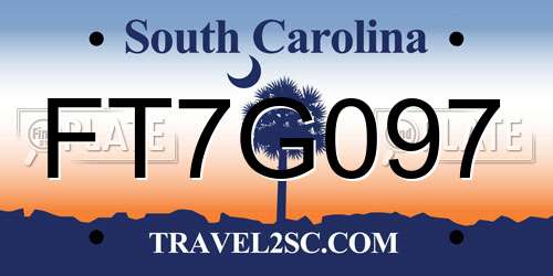 FT7G097 South Carolina License Plate
