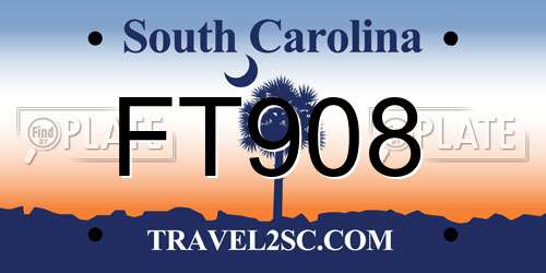 FT908 South Carolina License Plate