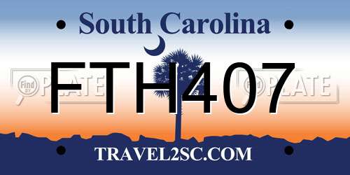 FTH407 South Carolina License Plate