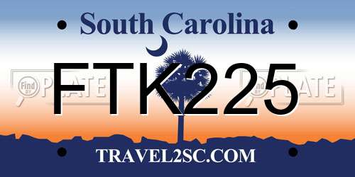 FTK225 South Carolina License Plate