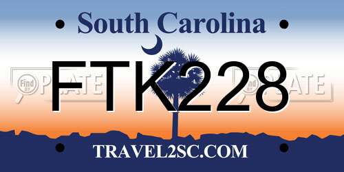 FTK228 South Carolina License Plate