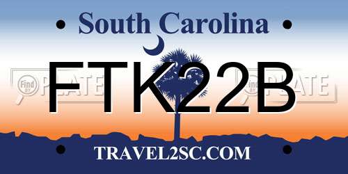 FTK22B South Carolina License Plate