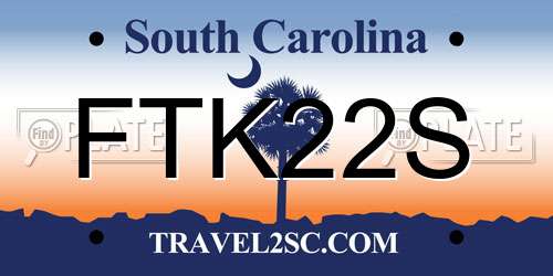 FTK22S South Carolina License Plate