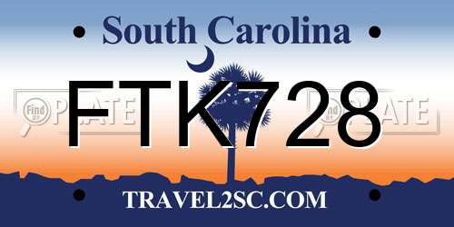 FTK728 South Carolina License Plate