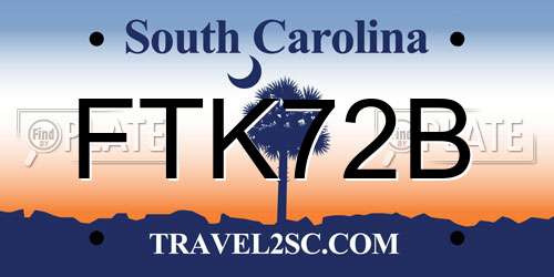 FTK72B South Carolina License Plate