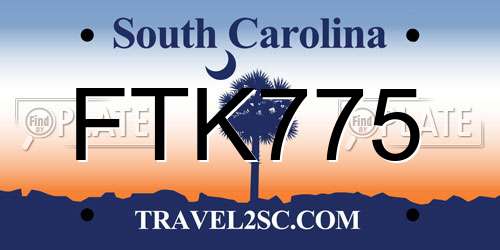 FTK775 South Carolina License Plate