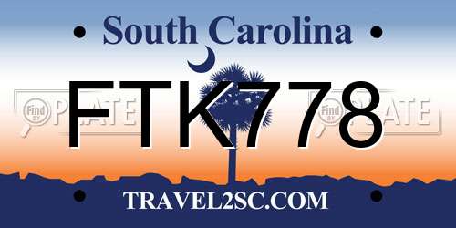 FTK778 South Carolina License Plate